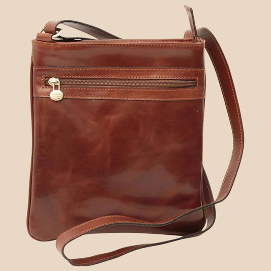 Leather Cross Body Bag with Zip Pocket - Image 1 | Bufalo d'Oro