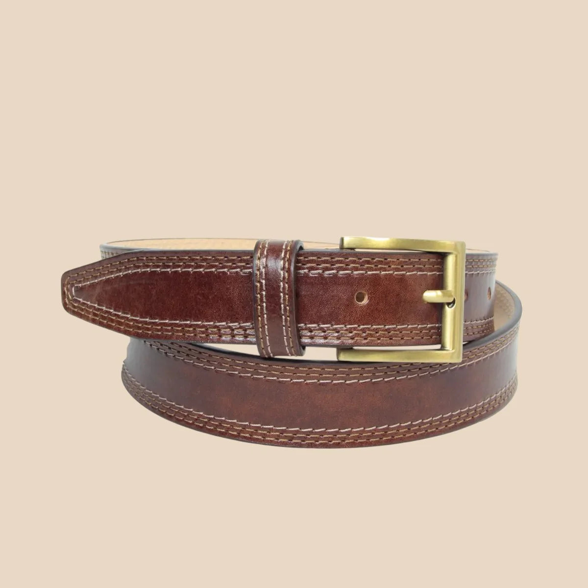 Leather belt wide 1,38" - Image 9 | Bufalo d'Oro