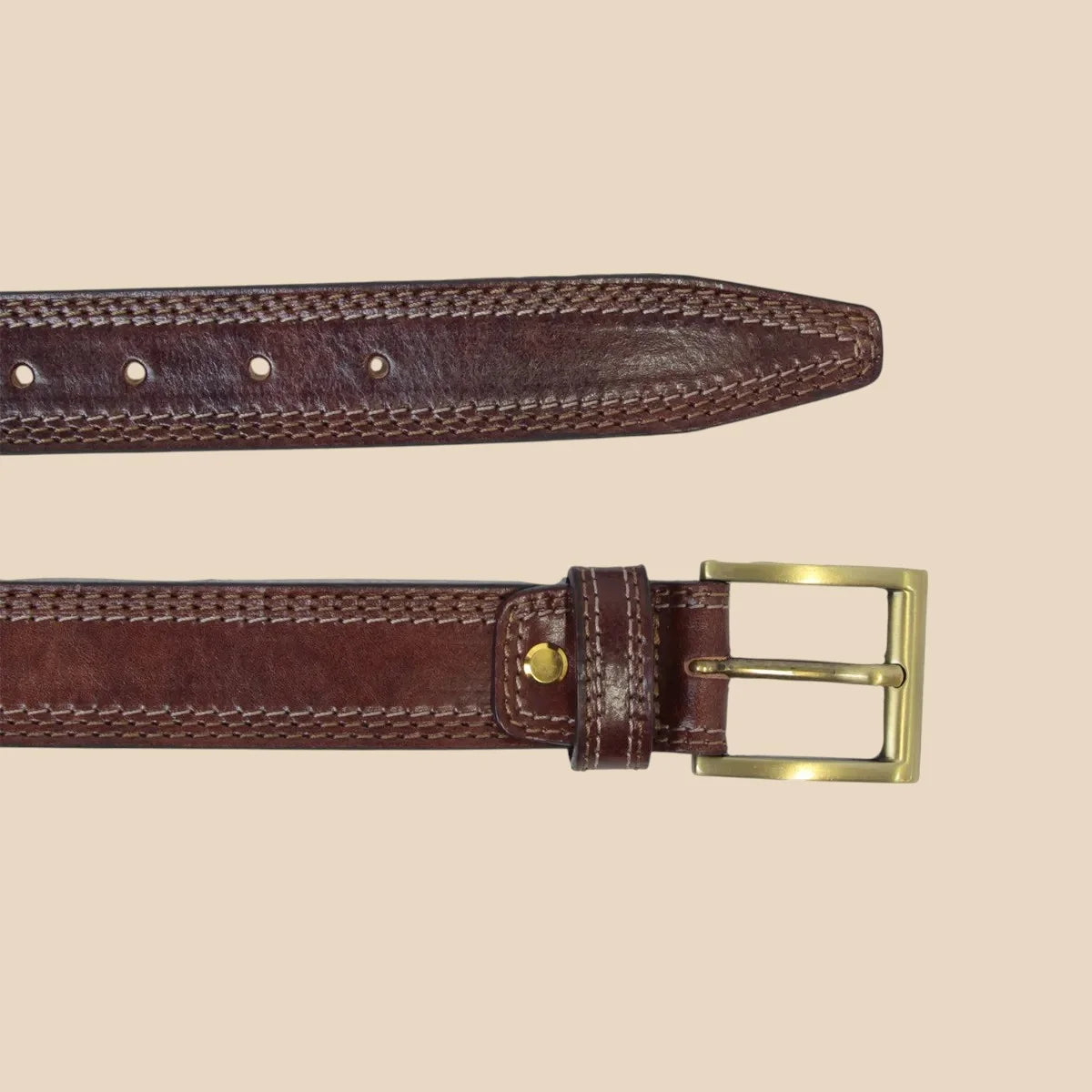 Leather belt wide 1,38" - Image 8 | Bufalo d'Oro