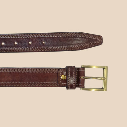 Leather belt wide 1,38" - Image 8 | Bufalo d'Oro