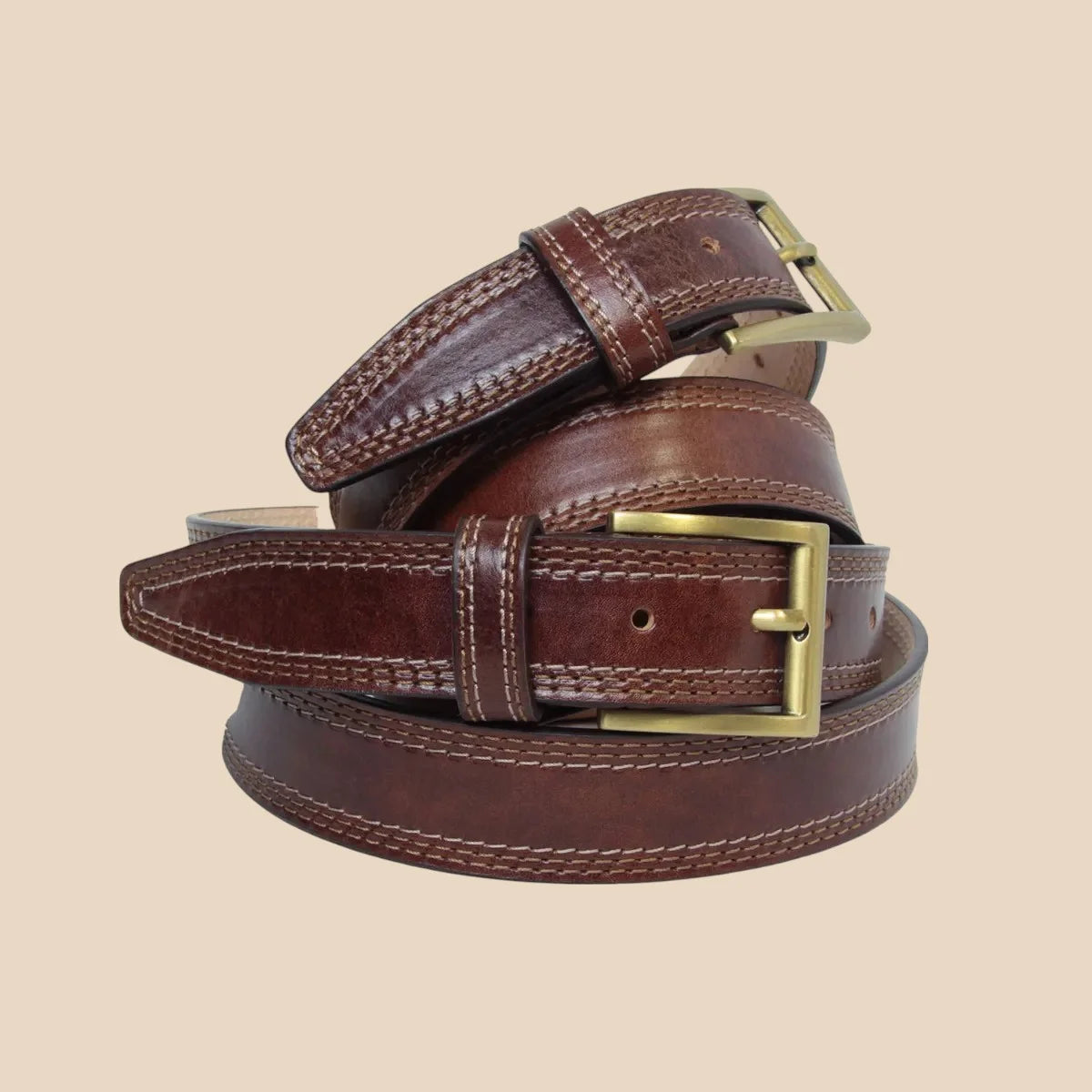 Leather belt wide 1,38" - Image 7 | Bufalo d'Oro