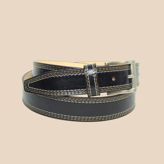 Leather belt wide 1,38" - Image 1 | Bufalo d'Oro