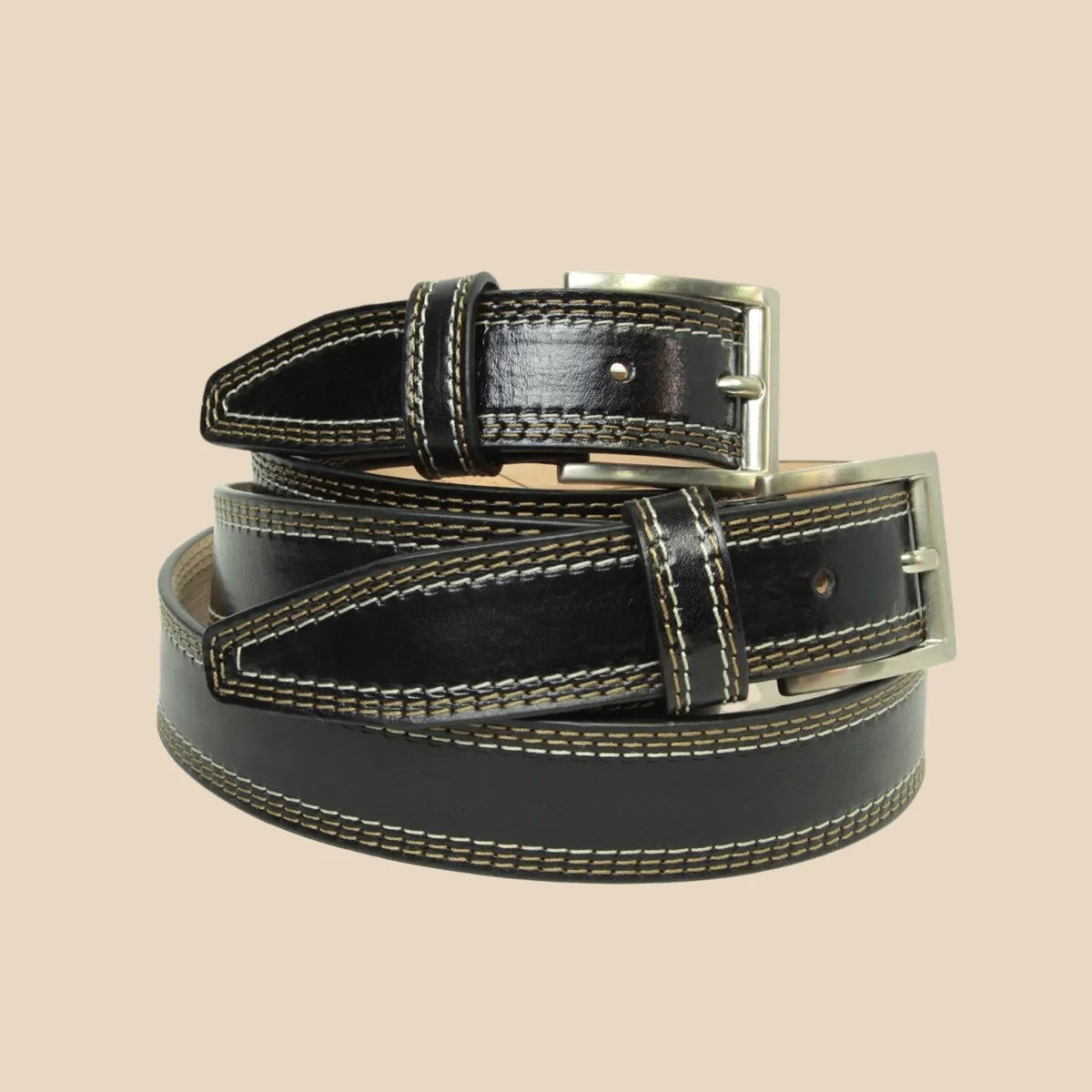 Leather belt wide 1,38" - Image 4 | Bufalo d'Oro