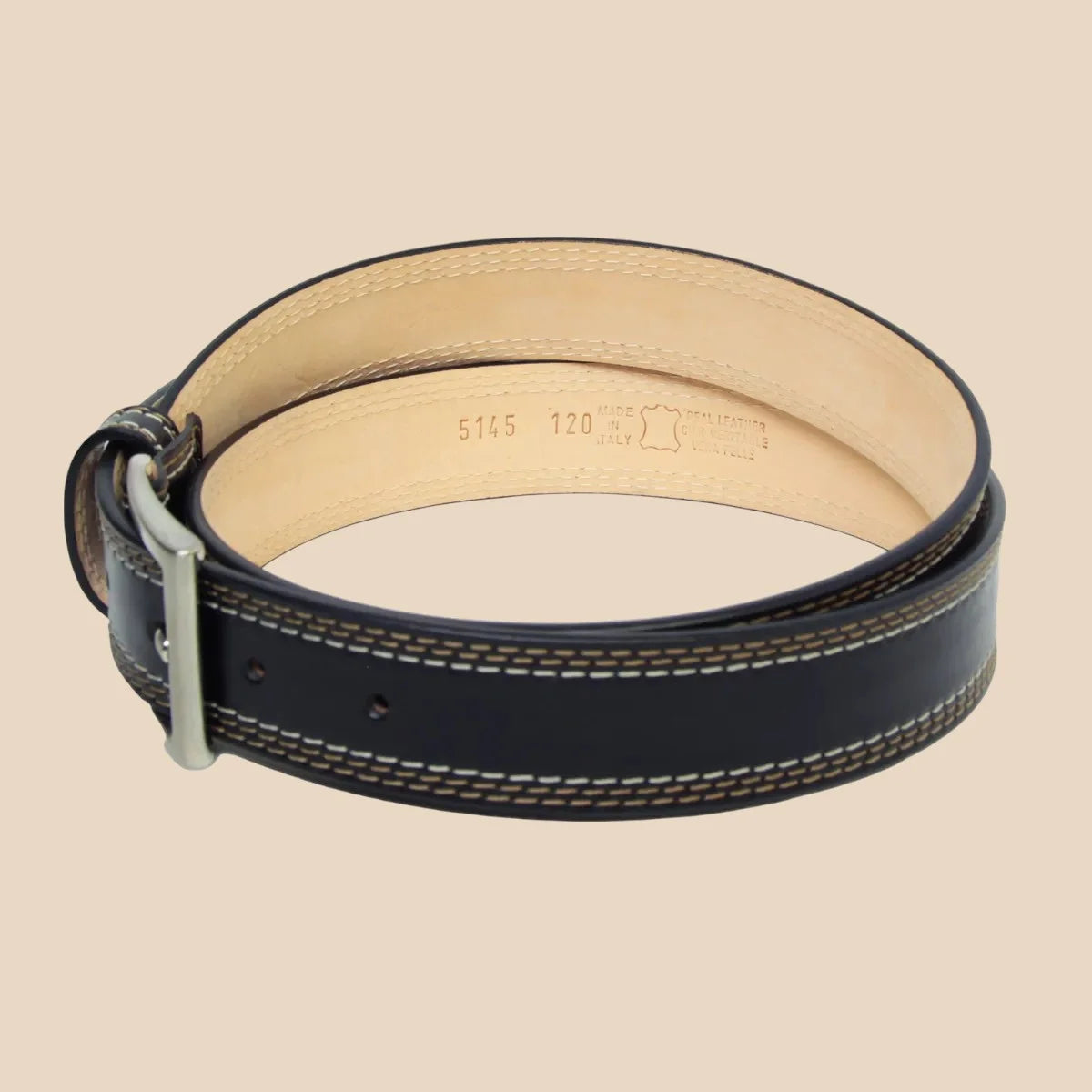 Leather belt wide 1,38" - Image 3 | Bufalo d'Oro