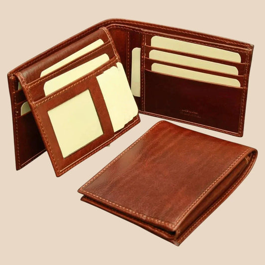 Cowhide Leather Bifold Wallet with RFID Blocking Technology - Image 1 | Bufalo d'Oro