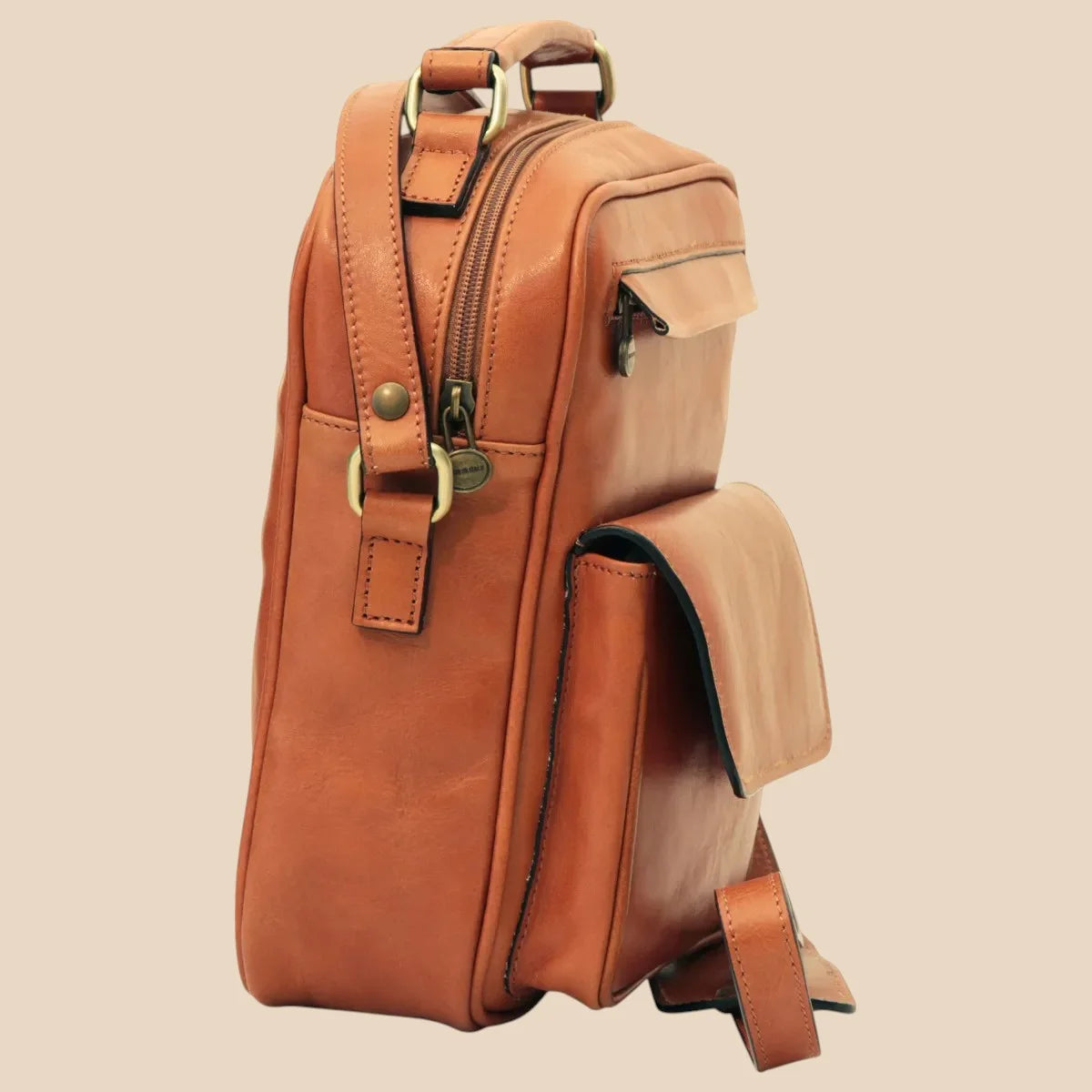 Leather Shoulder Bag With Front Pocket - Image 5 | Bufalo d'Oro