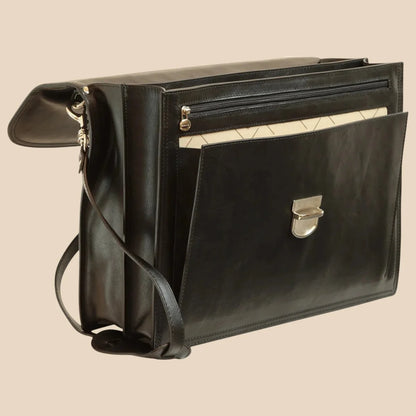 Briefcase With Leather Shoulder Strap - Brown Colonial - Image 4 | Bufalo d'Oro