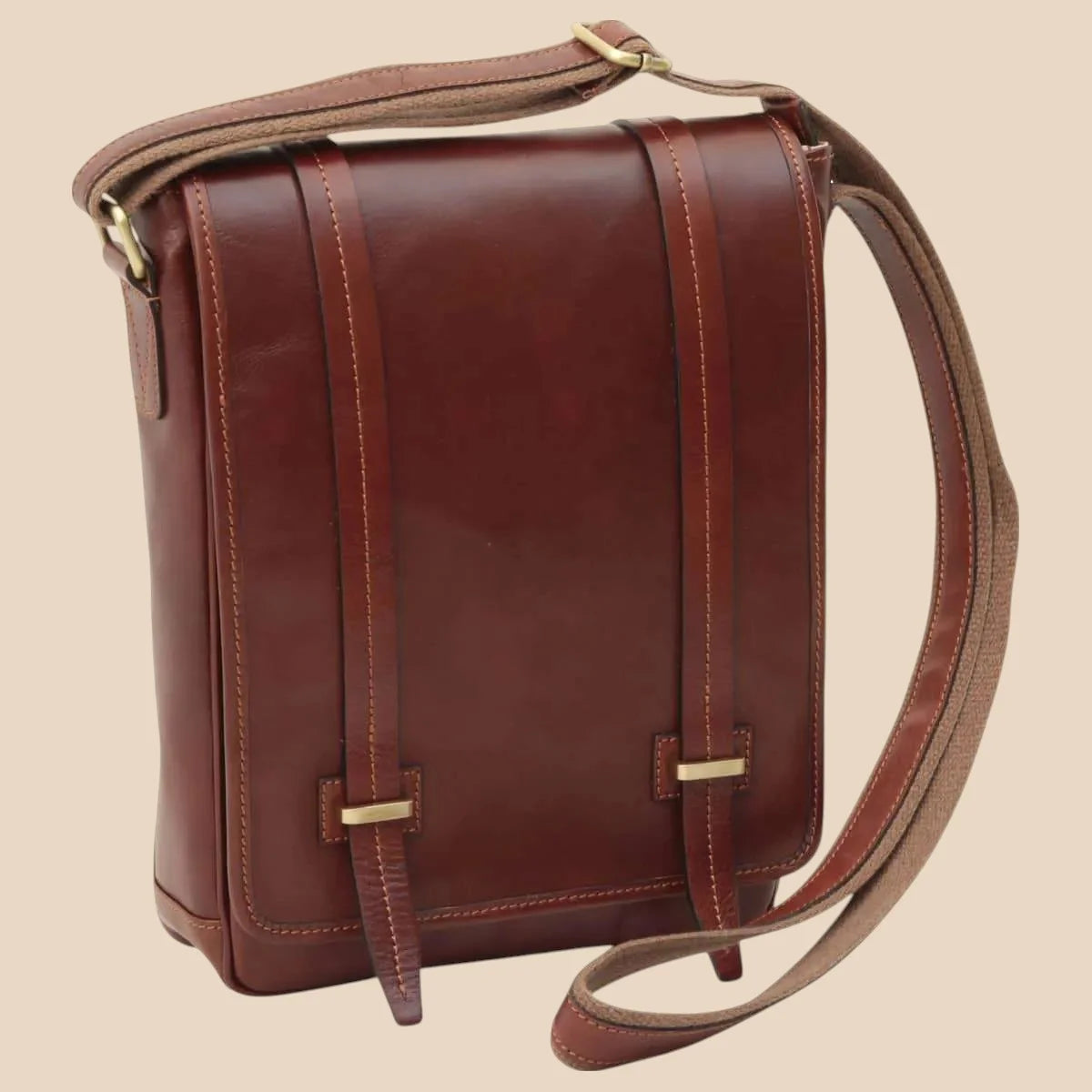 Medium Leather Bag With Double Magnetic Closure - Image 12 | Bufalo d'Oro