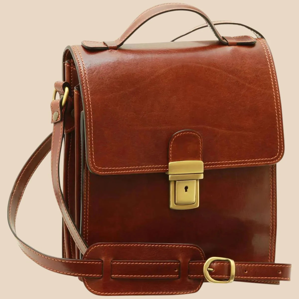 Leather Crossbody Satchel Bag - Image 1 | Bufalo d'Oro