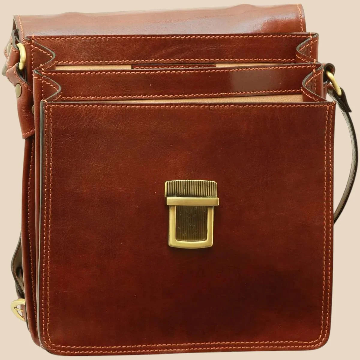 Leather Crossbody Satchel Bag - Image 2 | Bufalo d'Oro