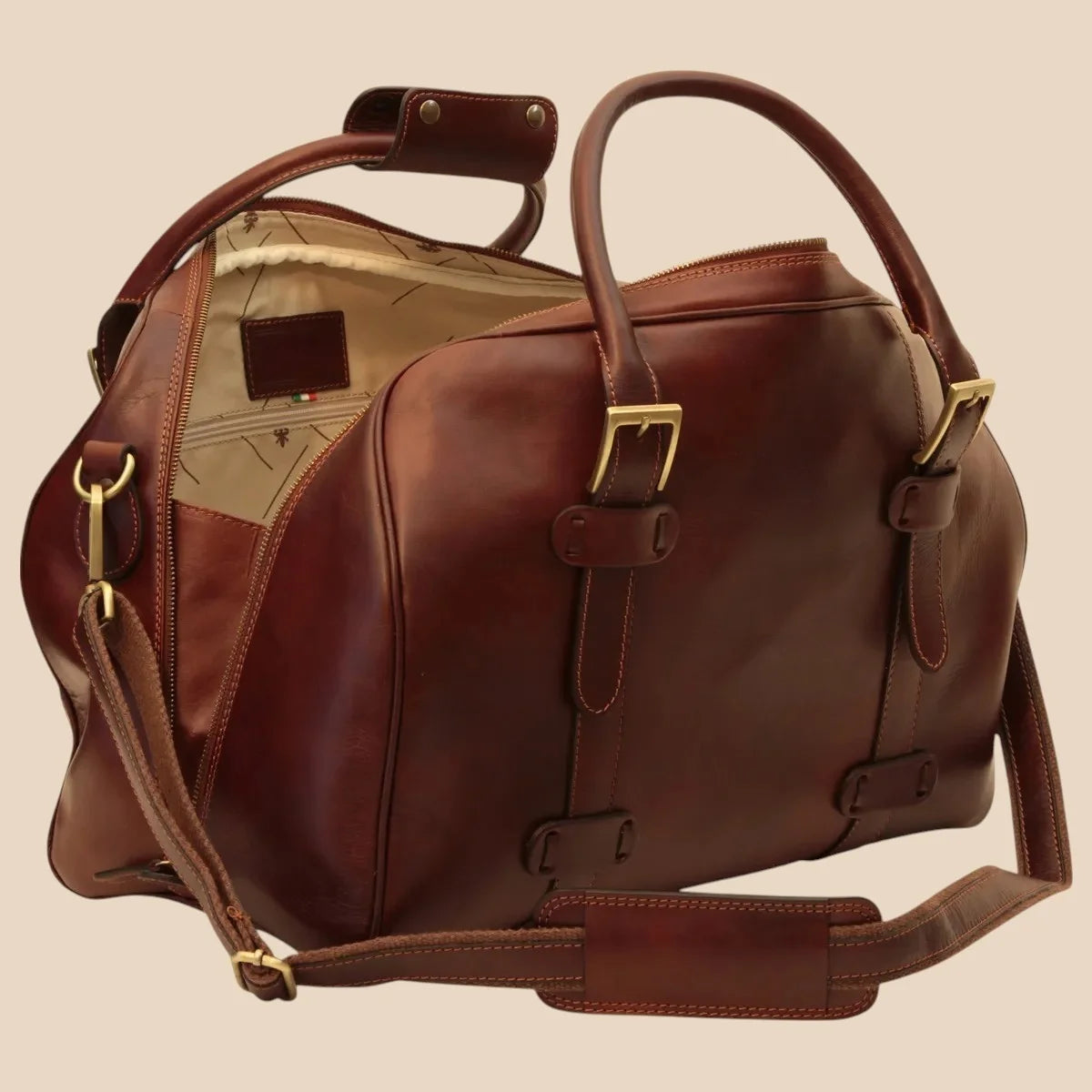 Cowhide Leather Duffel Bag - Image 15 | Bufalo d'Oro