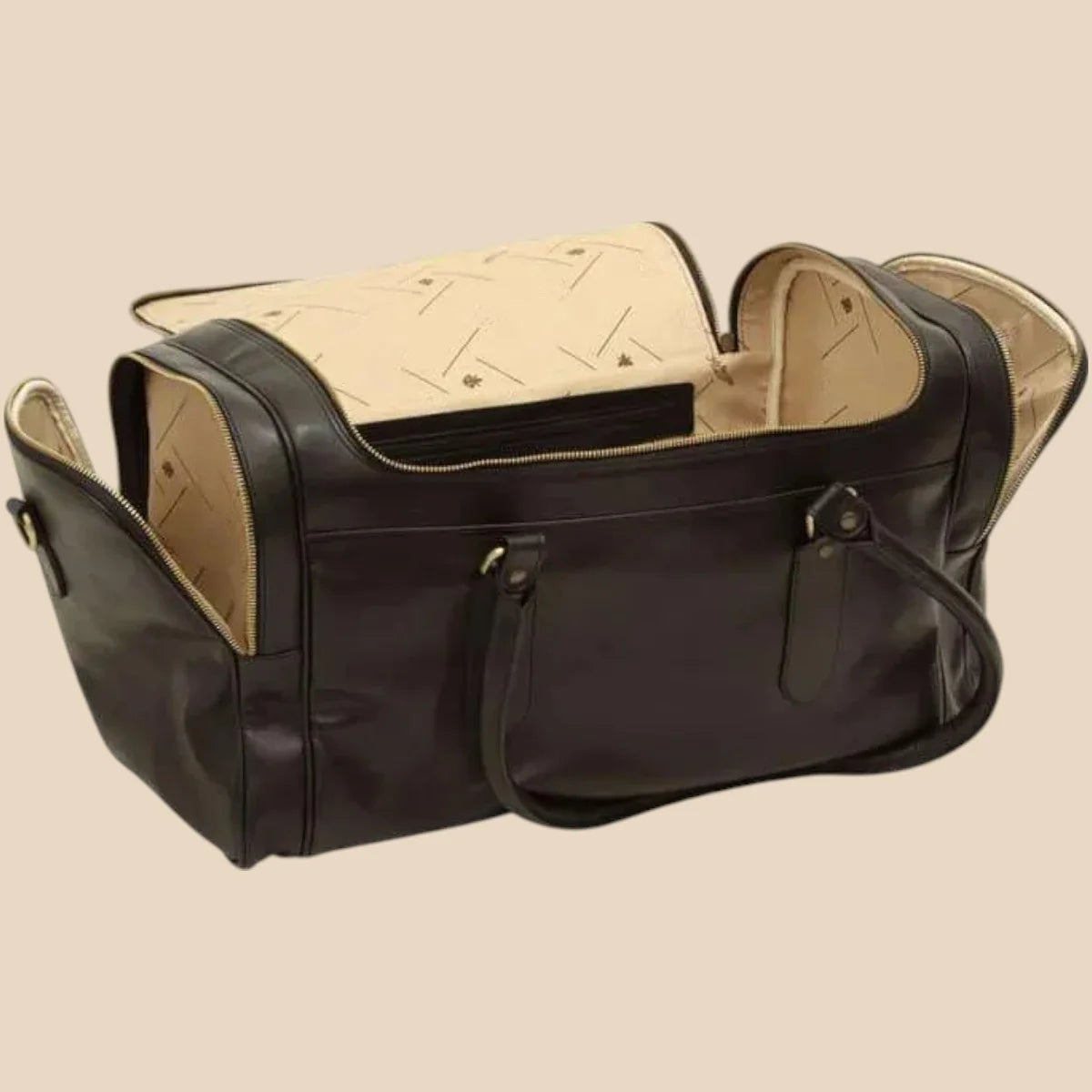 Round Metal Zip Leather Travel Bag - Image 6 | Bufalo d'Oro