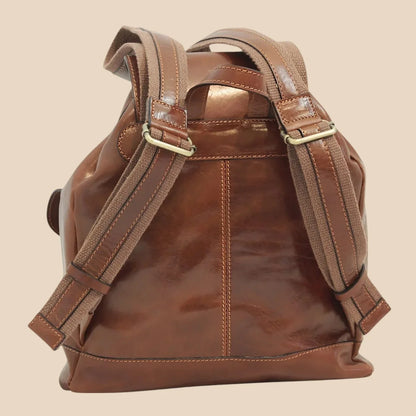 Leather Backpack With 2 Exterior Pockets - Image 4 | Bufalo d'Oro