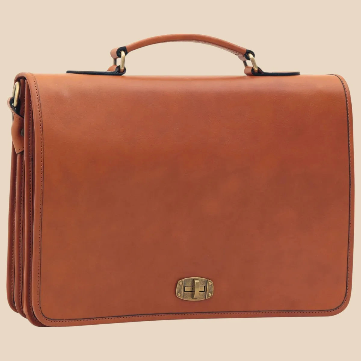 Cowhide Leather Full Length Flap Briefcase - Image 5 | Bufalo d'Oro