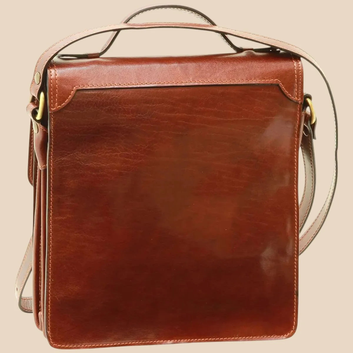 Leather Crossbody Satchel Bag - Image 3 | Bufalo d'Oro