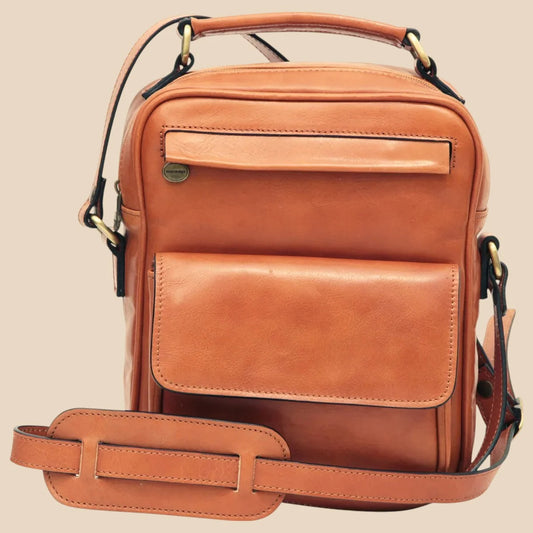Leather Shoulder Bag With Front Pocket - Image 1 | Bufalo d'Oro