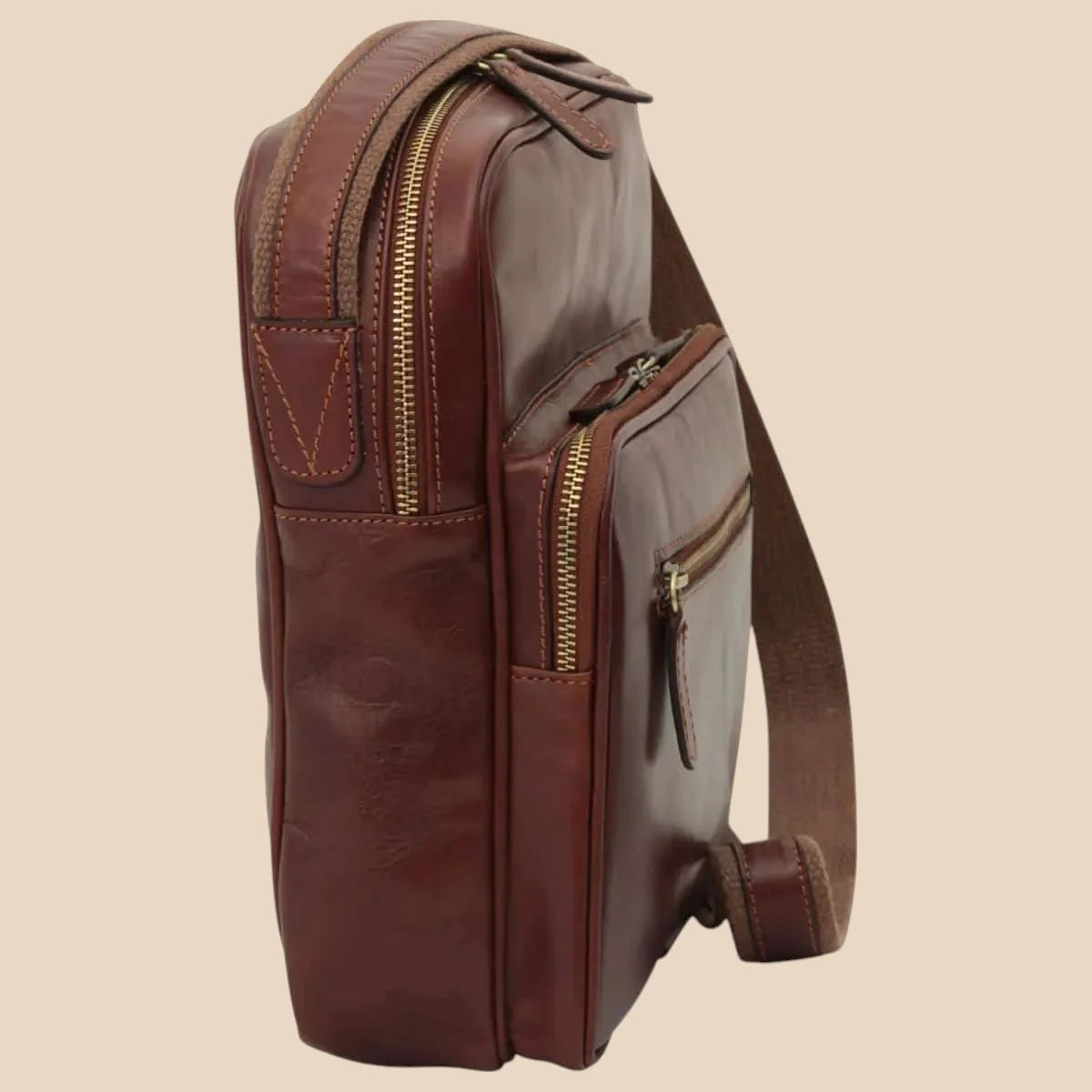 Small Leather Bag With Zip Closures - Image 10 | Bufalo d'Oro