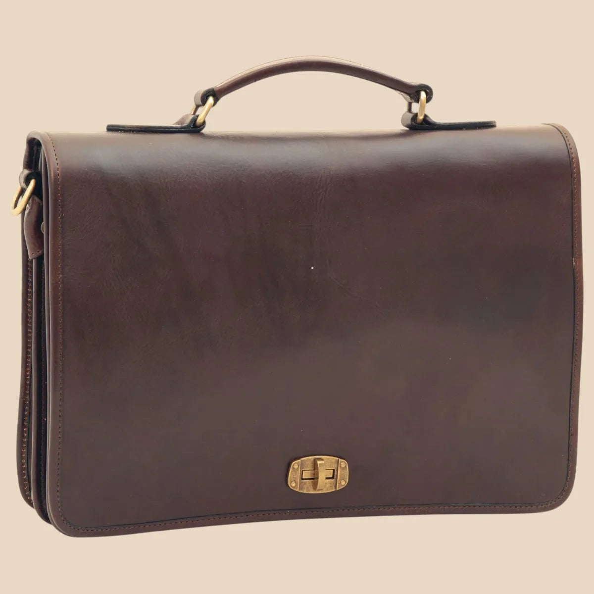 Cowhide Leather Full Length Flap Briefcase - Image 7 | Bufalo d'Oro