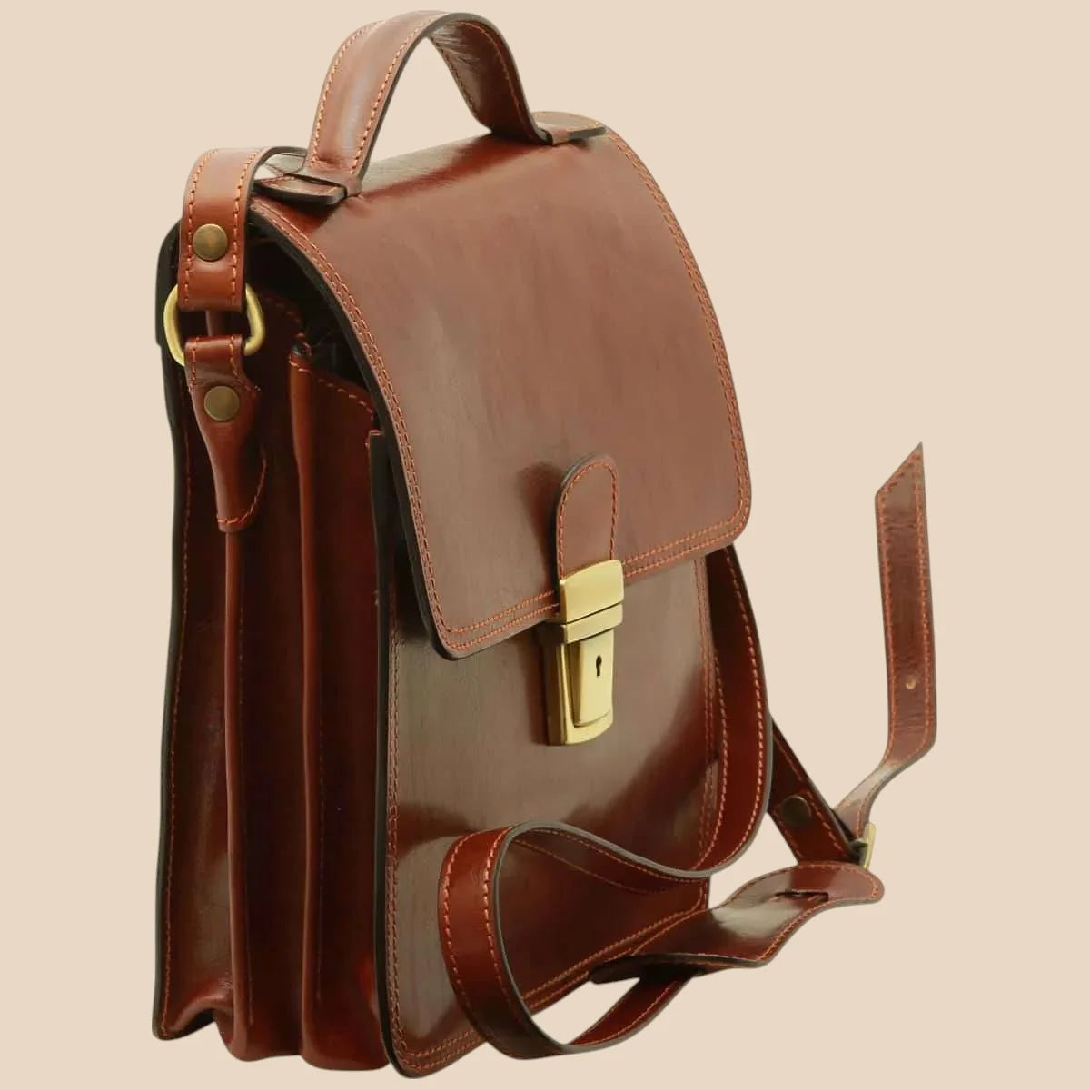 Leather Crossbody Satchel Bag - Image 4 | Bufalo d'Oro