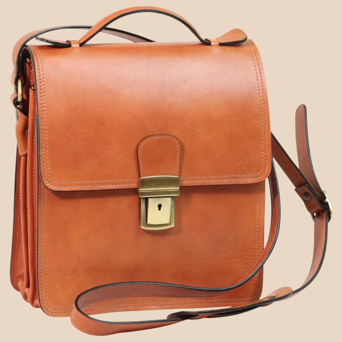 Leather Crossbody Satchel Bag - Image 11 | Bufalo d'Oro