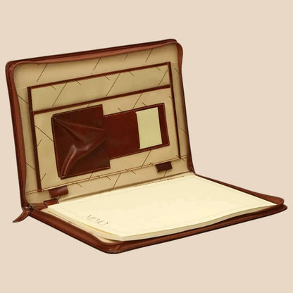 Leather Round Zipper Folder - Image 4 | Bufalo d'Oro