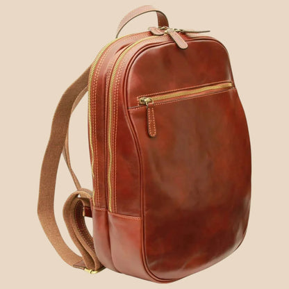Leather Backpack With Exterior Zip Pockets - Image 6 | Bufalo d'Oro