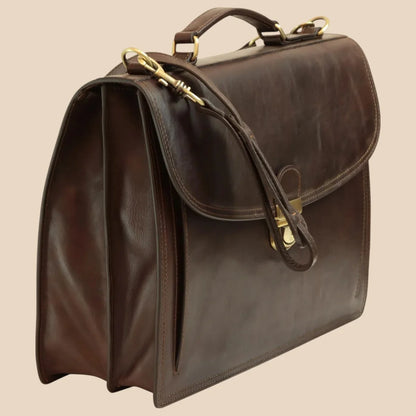 Briefcase With Leather Shoulder Strap - Brown Colonial - Image 22 | Bufalo d'Oro
