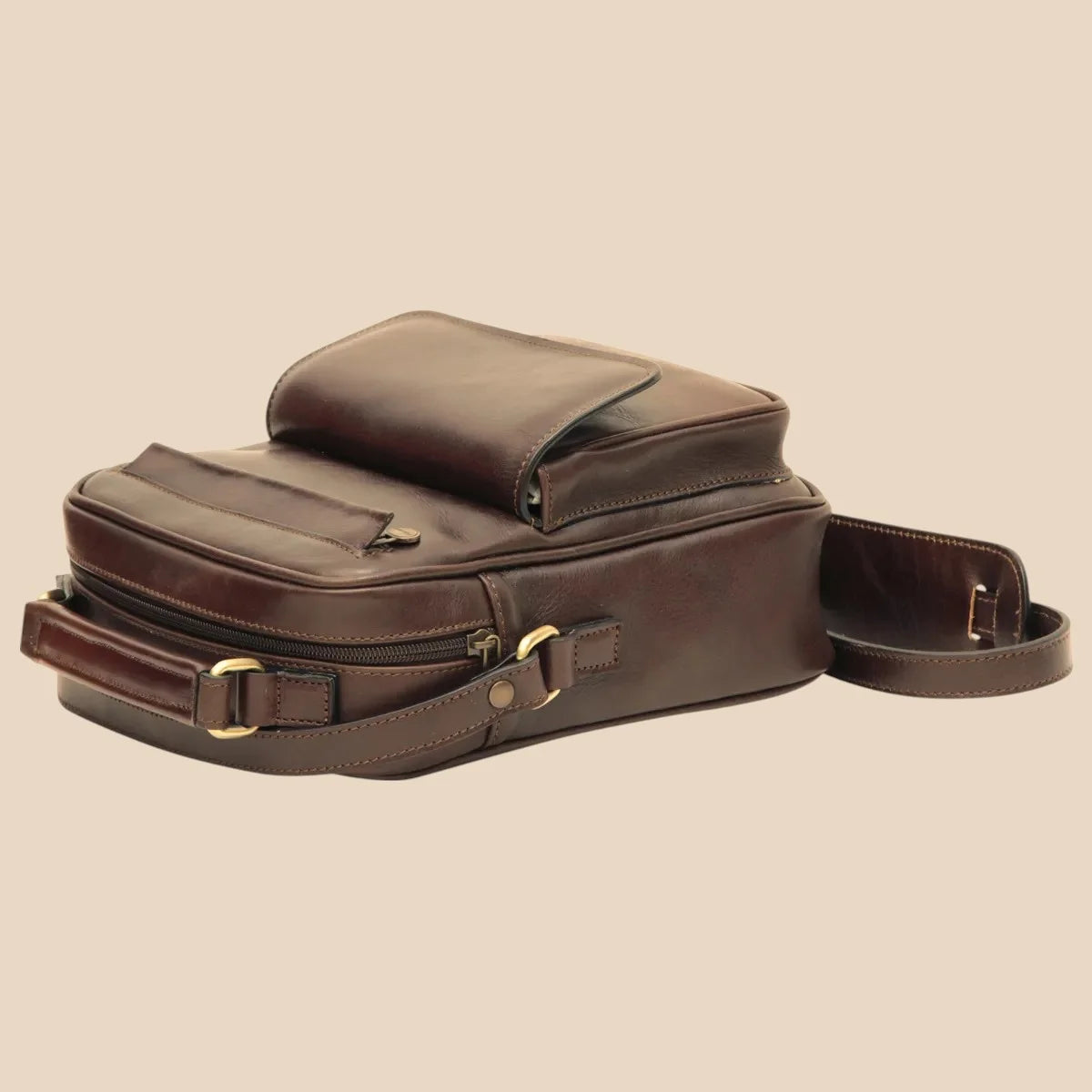 Leather Shoulder Bag With Front Pocket - Image 16 | Bufalo d'Oro