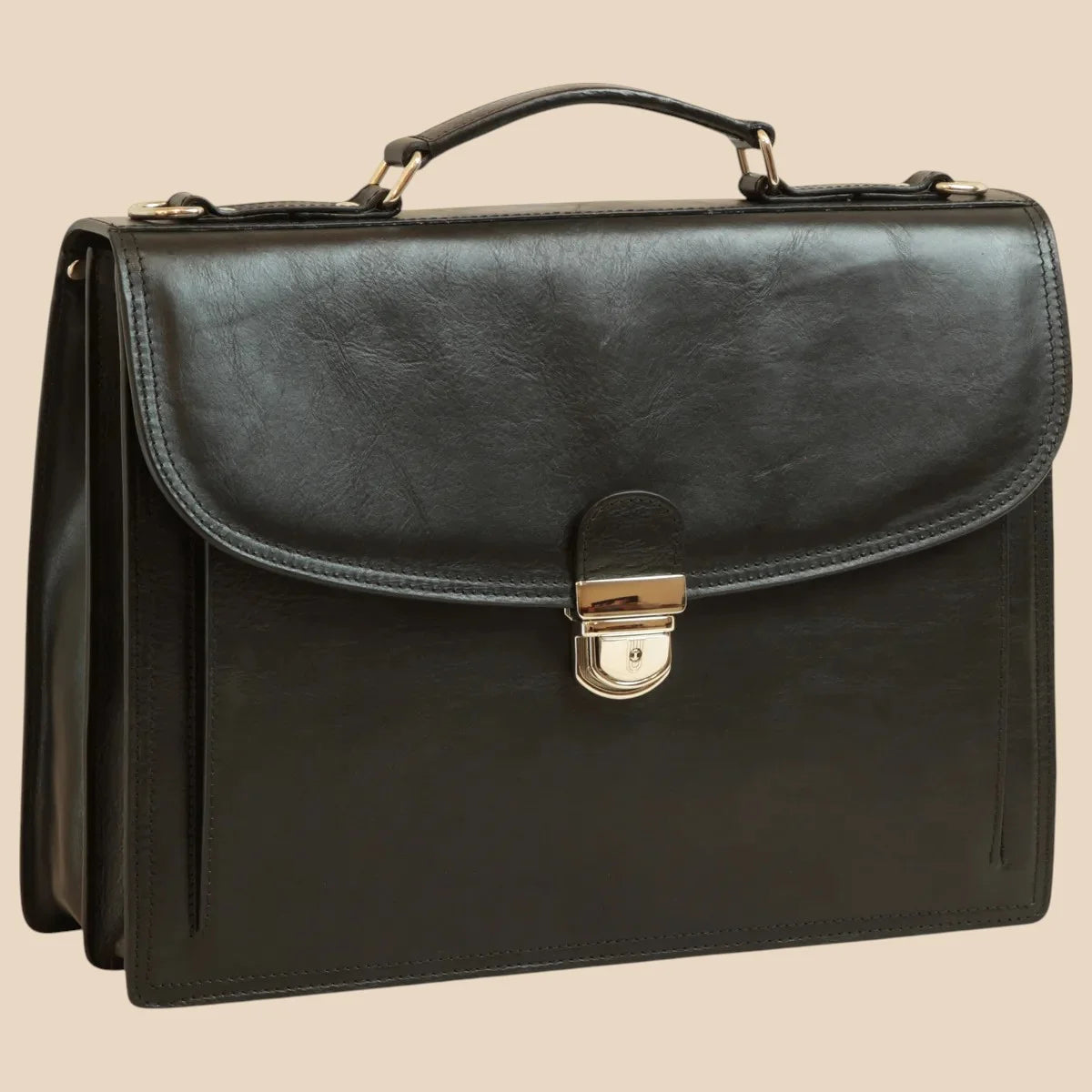 Briefcase With Leather Shoulder Strap - Brown Colonial - Image 11 | Bufalo d'Oro