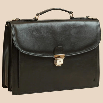 Briefcase With Leather Shoulder Strap - Brown Colonial - Image 11 | Bufalo d'Oro