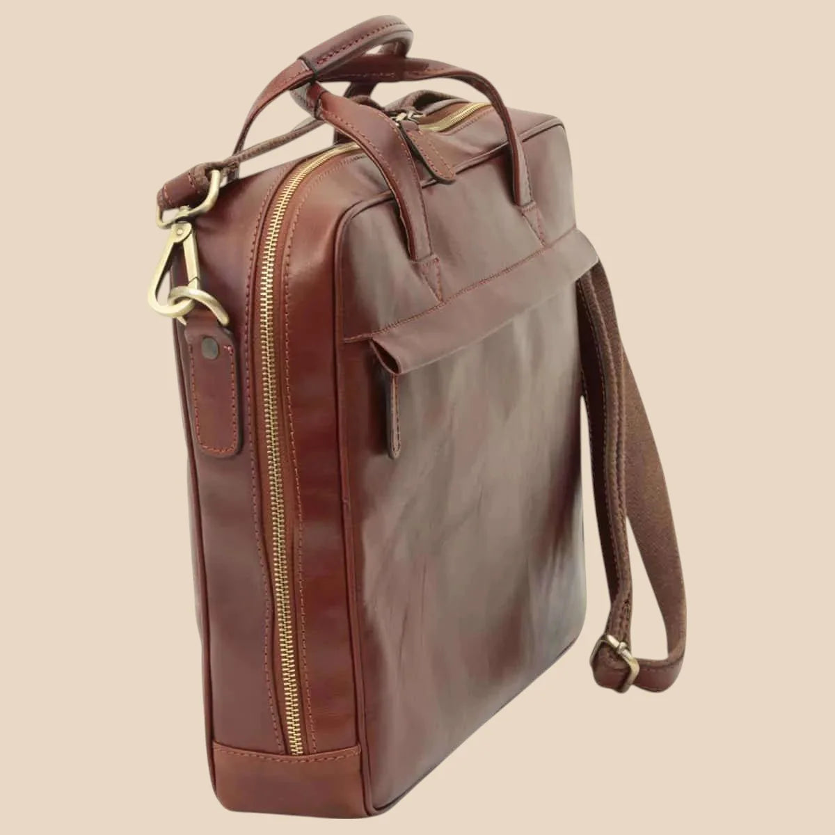 Leather Briefcase With Zip Closure - Image 22 | Bufalo d'Oro