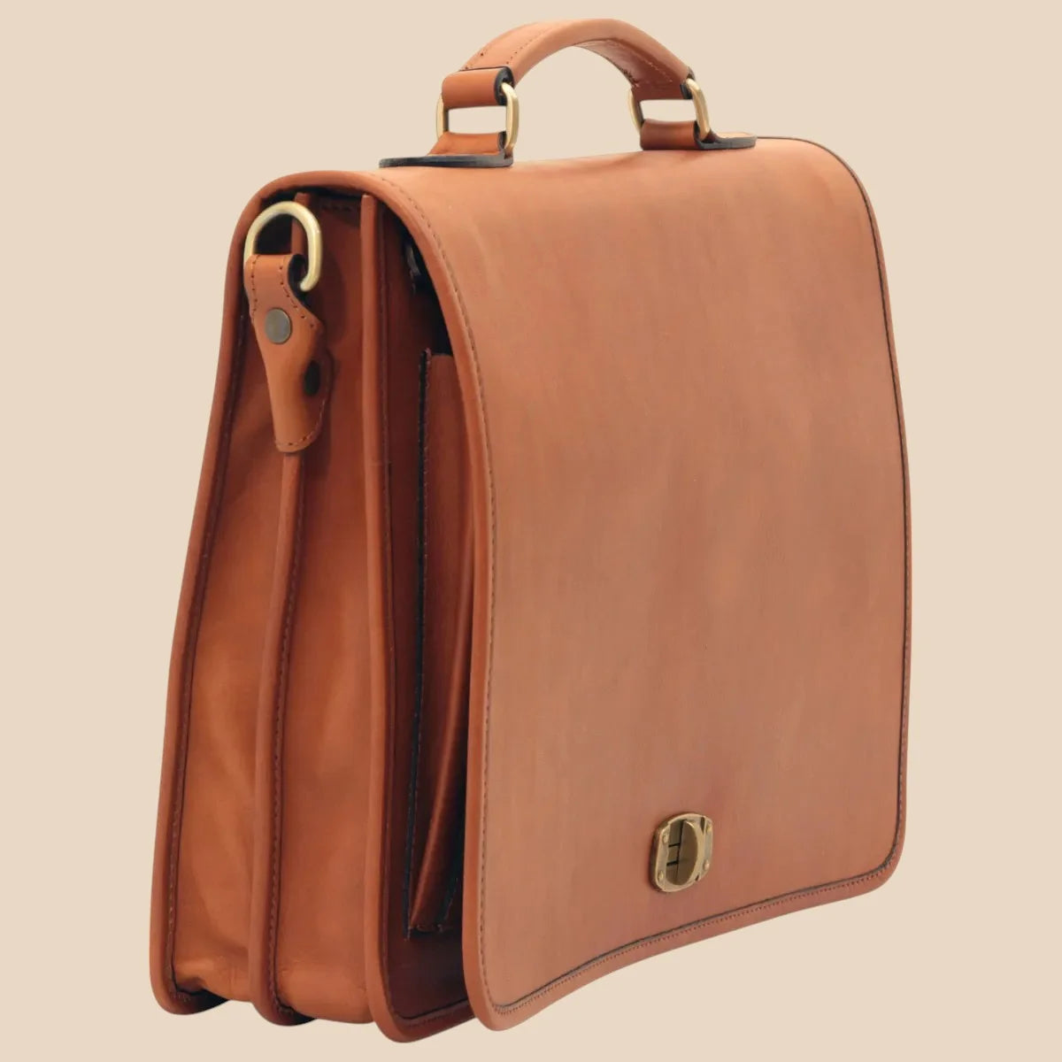 Cowhide Leather Full Length Flap Briefcase - Image 4 | Bufalo d'Oro