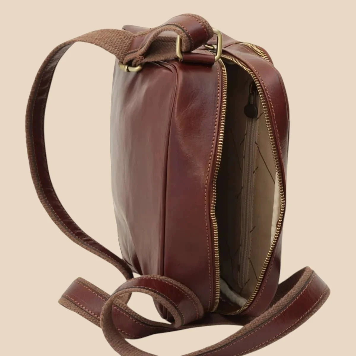 Small Leather Bag With Zip Closures - Image 3 | Bufalo d'Oro