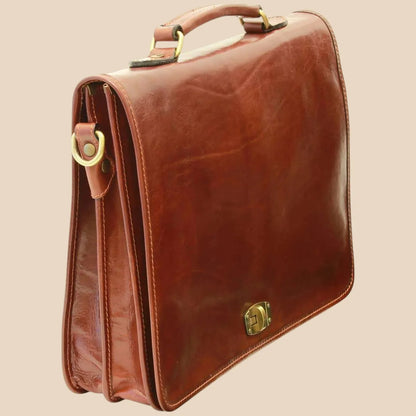 Cowhide Leather Full Length Flap Briefcase - Image 17 | Bufalo d'Oro