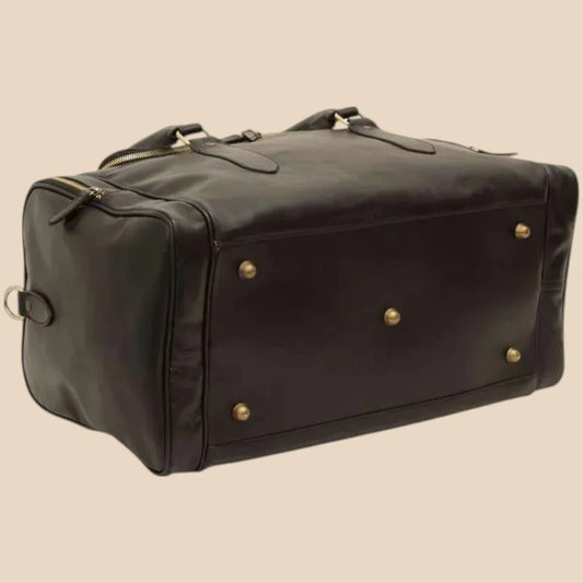 Round Metal Zip Leather Travel Bag - Image 2 | Bufalo d'Oro