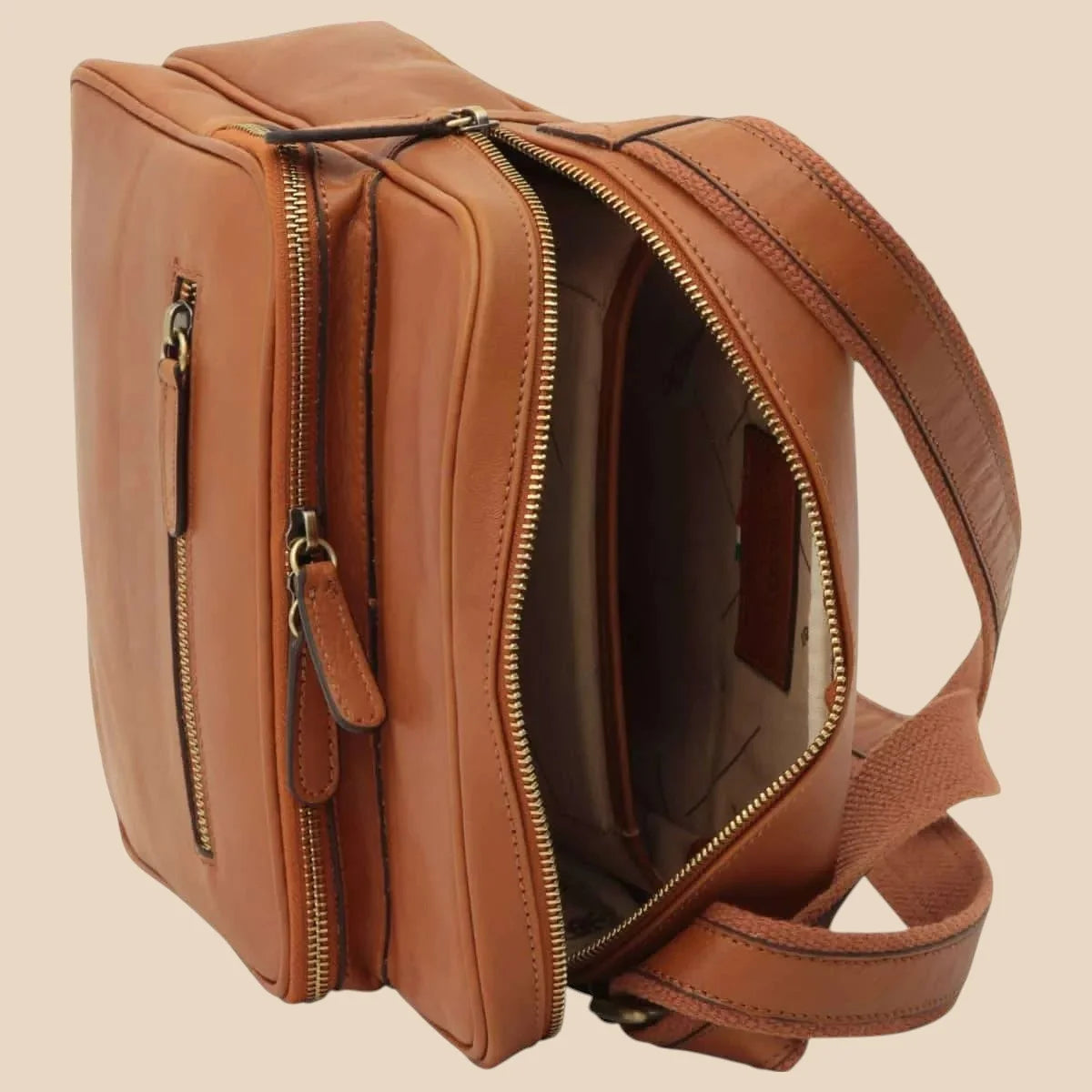 Small Leather Bag With Zip Closures - Image 23 | Bufalo d'Oro