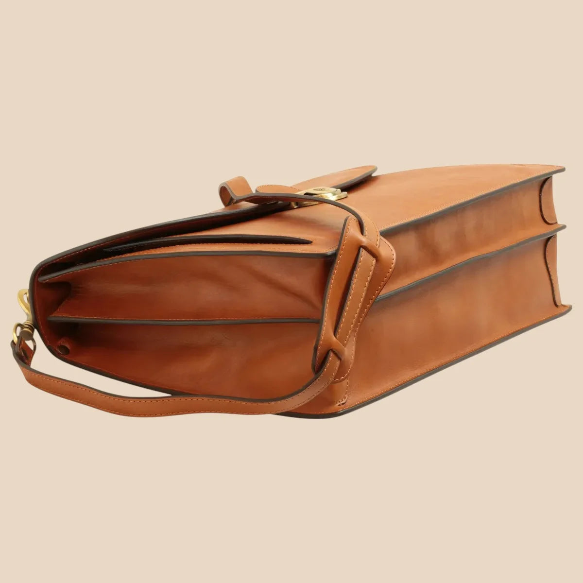 Briefcase With Leather Shoulder Strap - Brown Colonial - Image 17 | Bufalo d'Oro