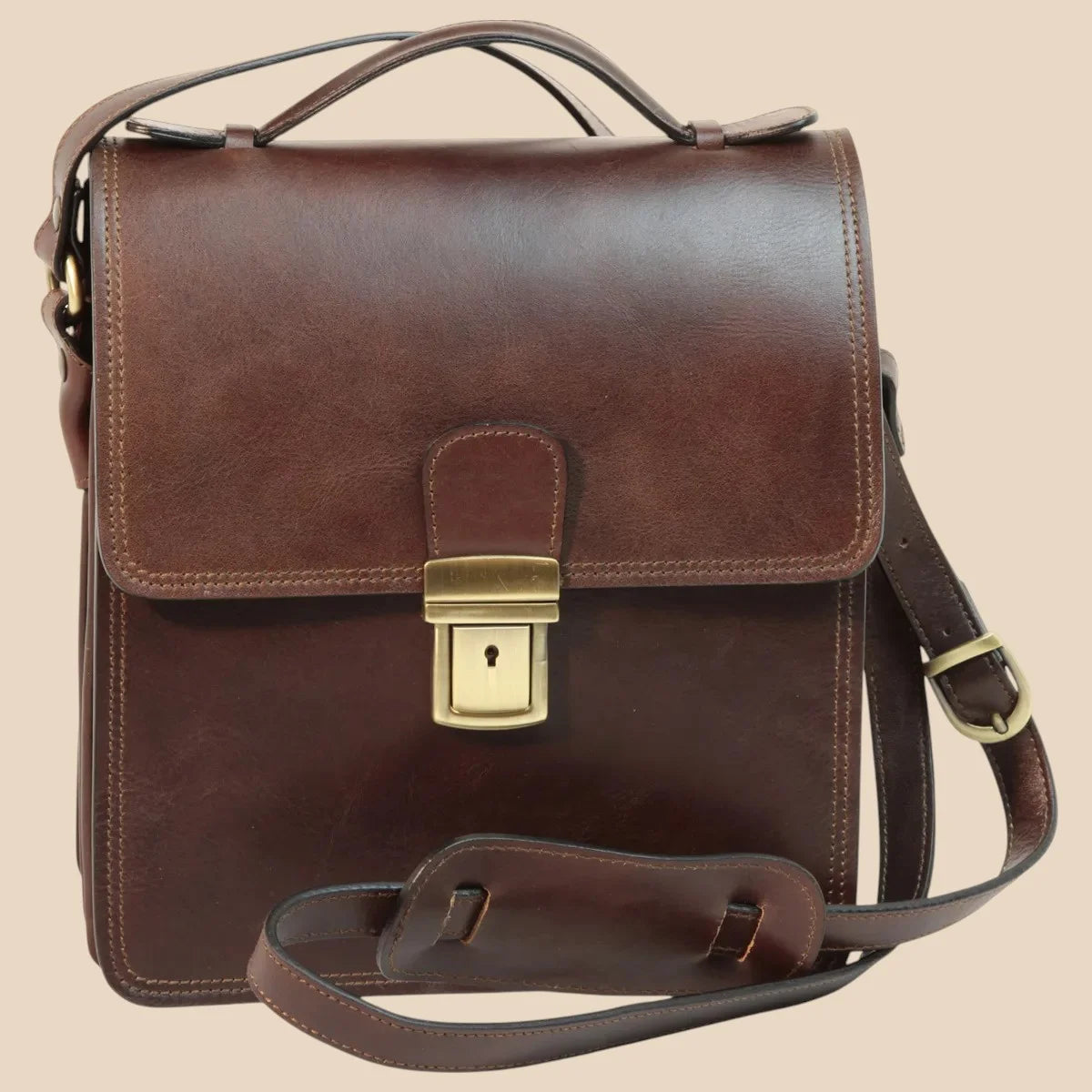 Leather Crossbody Satchel Bag - Image 14 | Bufalo d'Oro