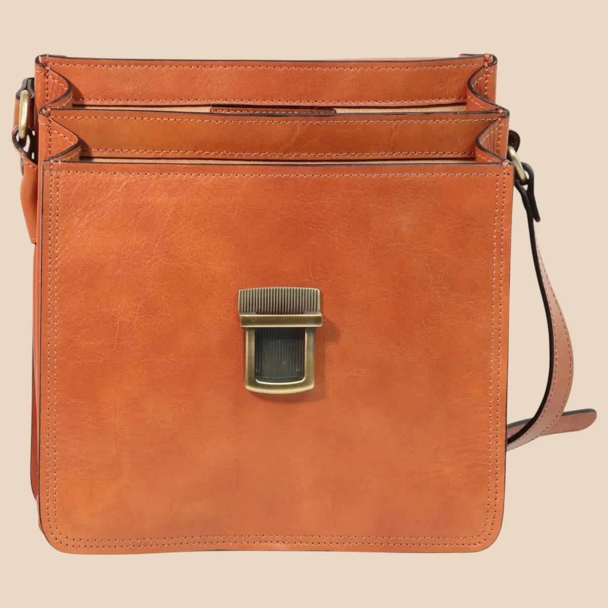 Leather Crossbody Satchel Bag - Image 8 | Bufalo d'Oro