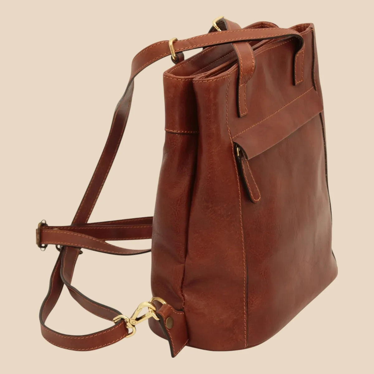 Leather Shoulder Backpack - Image 2 | Bufalo d'Oro