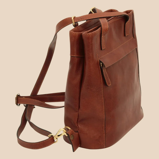 Leather Shoulder Backpack - Image 2 | Bufalo d'Oro