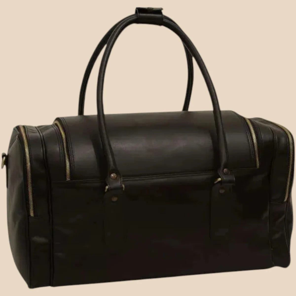 Round Metal Zip Leather Travel Bag - Image 4 | Bufalo d'Oro