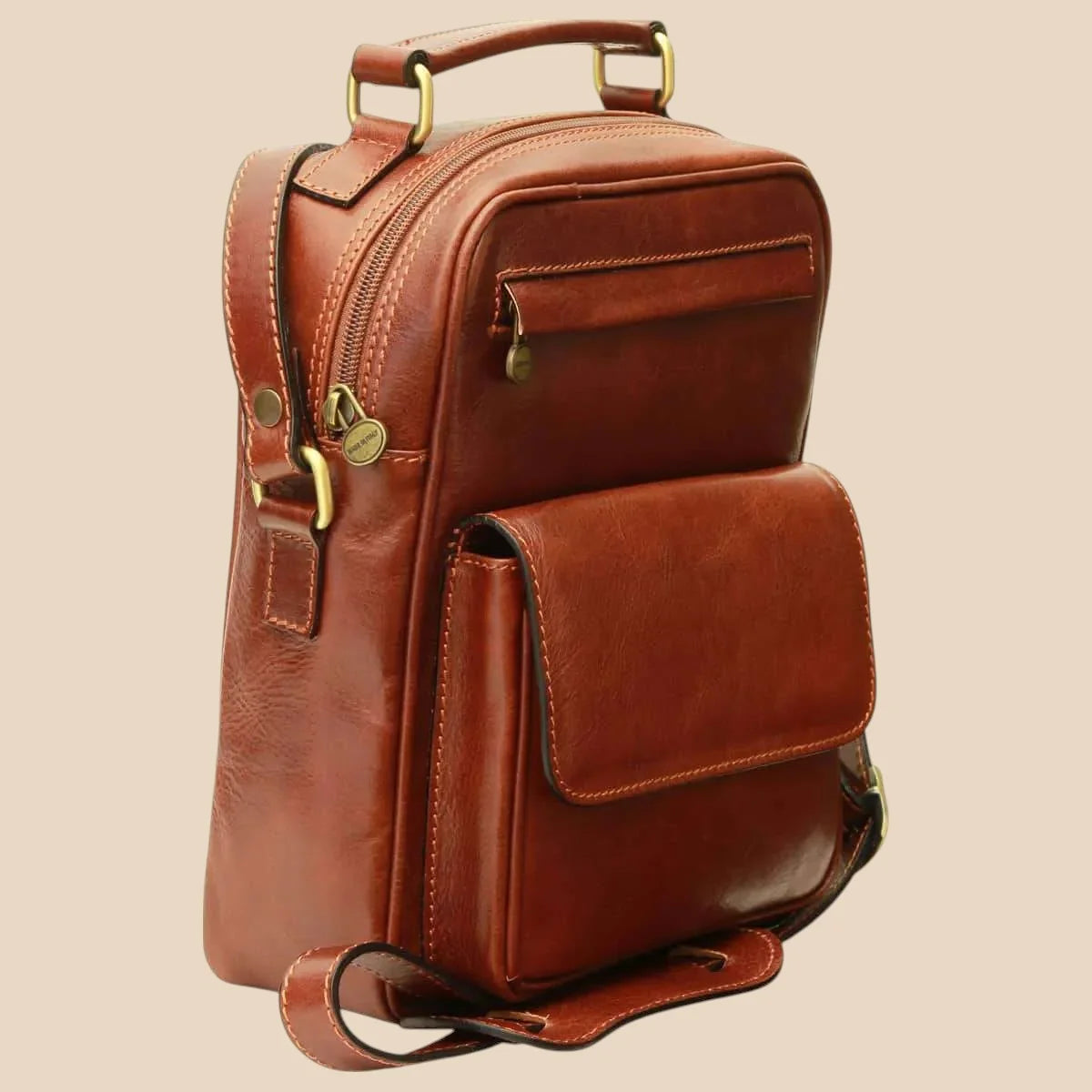 Leather Shoulder Bag With Front Pocket - Image 7 | Bufalo d'Oro