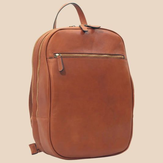 Leather Backpack With Exterior Zip Pockets - Image 1 | Bufalo d'Oro