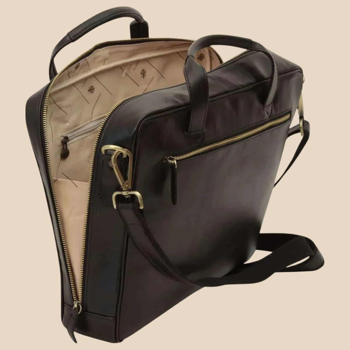 Leather Briefcase With Zip Closure - Image 18 | Bufalo d'Oro