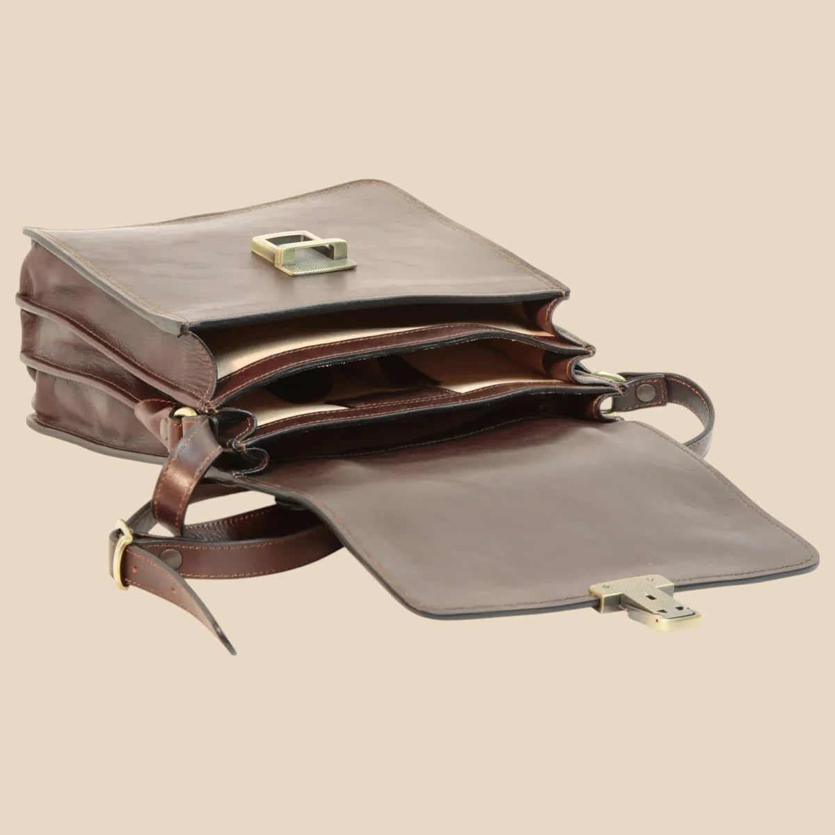 Leather Crossbody Satchel Bag - Image 18 | Bufalo d'Oro