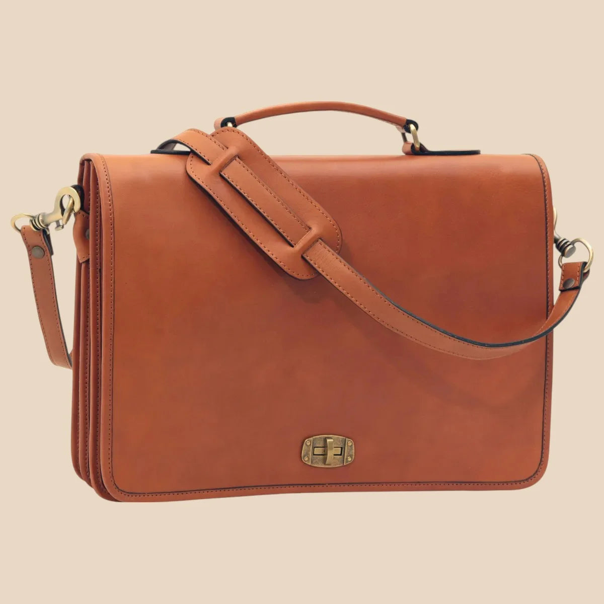 Cowhide Leather Full Length Flap Briefcase - Image 1 | Bufalo d'Oro