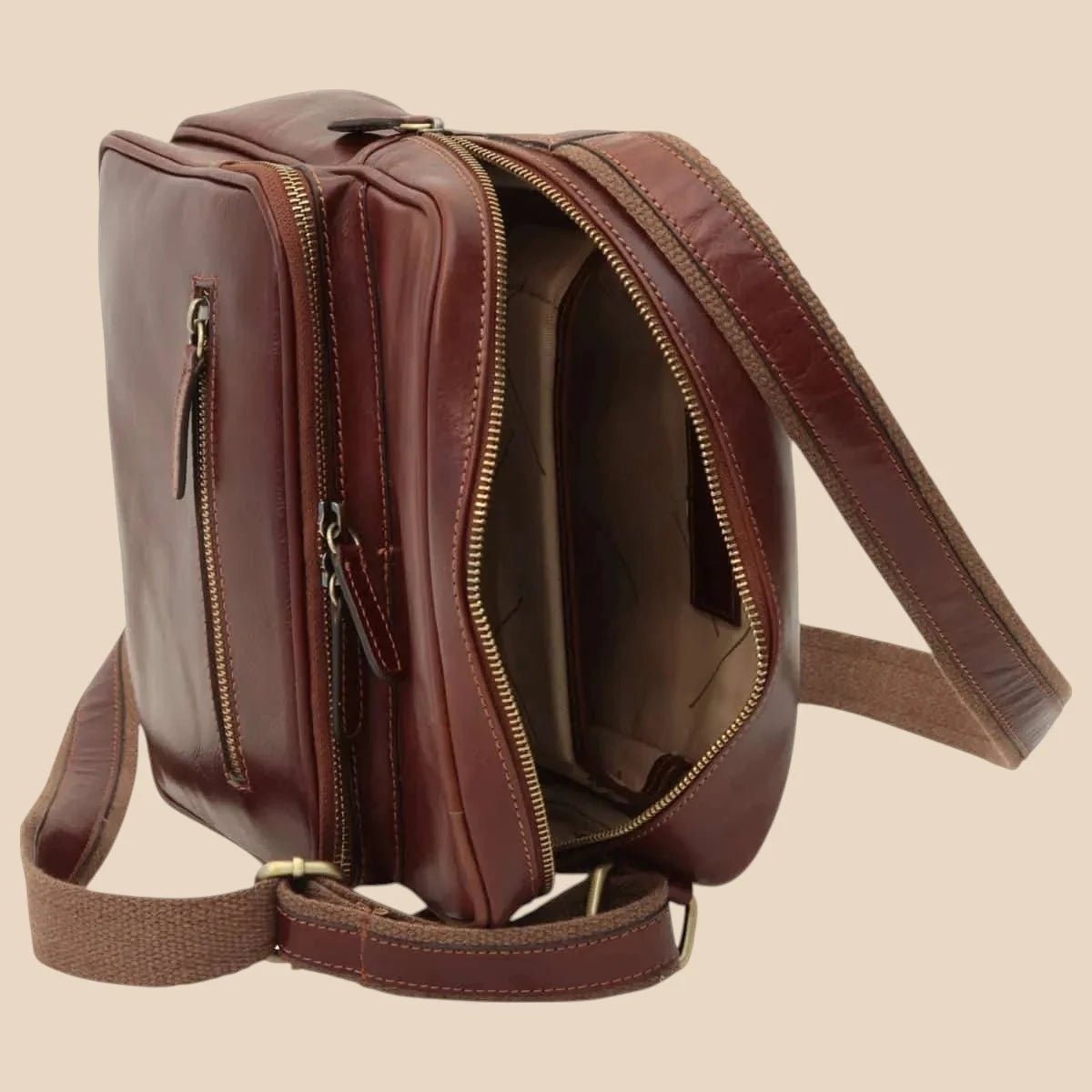 Small Leather Bag With Zip Closures - Image 13 | Bufalo d'Oro