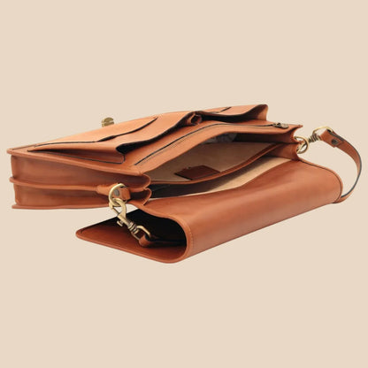 Cowhide Leather Full Length Flap Briefcase - Image 6 | Bufalo d'Oro