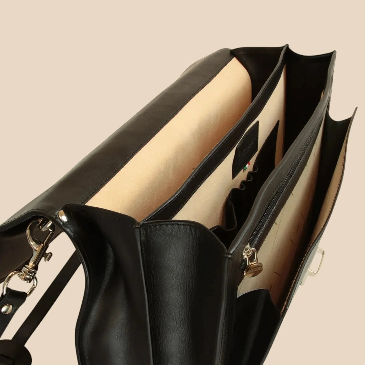 Briefcase With Leather Shoulder Strap - Brown Colonial - Image 15 | Bufalo d'Oro